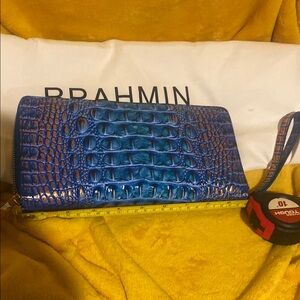 Brahmin Blue Crocodile Embossed Women's Wallet